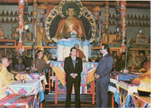 Dr. Suchart Kosolkitiwong, addressing the Buddhist meeting led by the Most Ven. Bandido Khambo Lama S. Gomboyev, Ivolginsky Temple in Ulhan Ude, USSR, who was also the Chairman of the Central Buddhist Board of USSR (June 12,1979). 