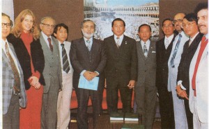 World Peace Envoy and some of Muslim leaders in New York led by Dr. Ala' Eddin Kharofa, Director of the World Muslim League,and Dr. Viqar A. Hamdani, Director of World Muslim Congress (Nov. 5,1980).